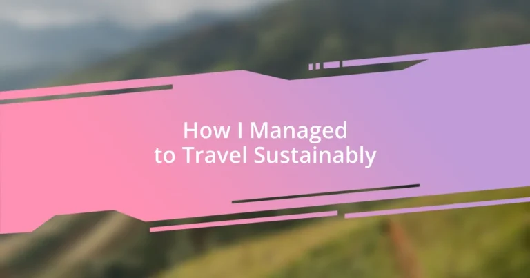 How I Managed to Travel Sustainably