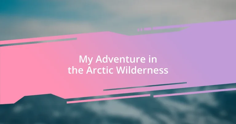 My Adventure in the Arctic Wilderness