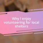 Why I enjoy volunteering for local shelters